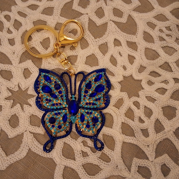 💥SALE💥Butterfly Rhinestone & Jeweled Keychain New - Picture 3 of 3